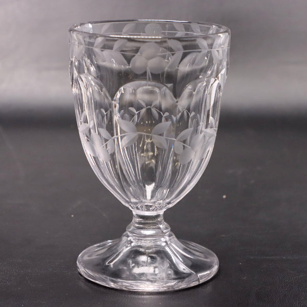 Victorian Wheel Cut Spooner Flint Glass 5 1/4" Antique