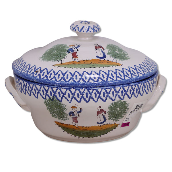 Luneville St Clement LUN35 Covered Vegetable Serving Dish France Fiaence Vintage
