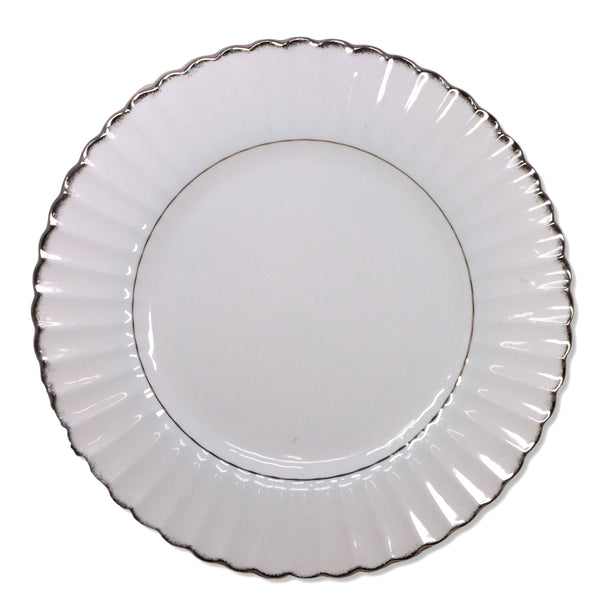 J & G Meakin Cheltenham Silver Dinner Plate 10" Classic White Platinum 1960's