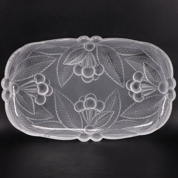 Mikasa Bountiful Cherries Satin Frosted Glass Platter 12x7¾” Vintage 1984