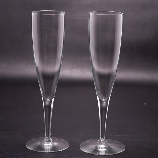 Glass Champagne Flutes Trumpet Form 8 5/8" Sold as a pair Vintage