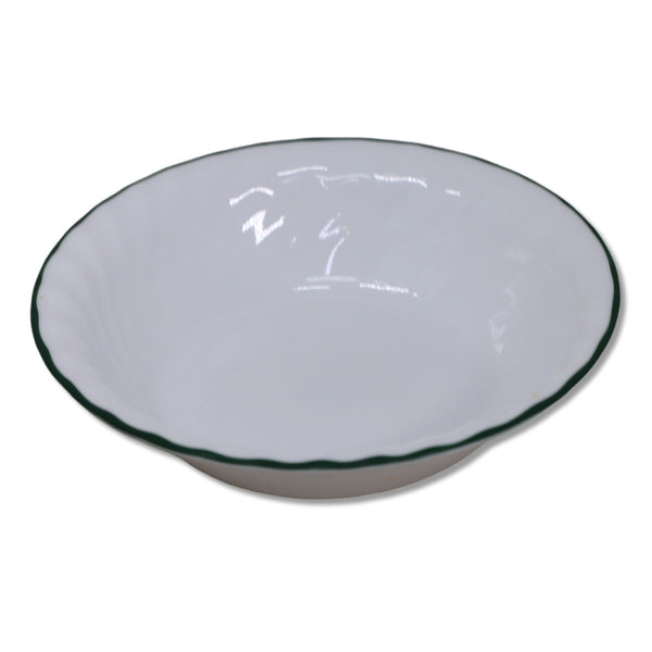 Corelle Corning Enhancements Cereal Soup Bowl 7 1/4" Green Trim Fluted 1990's
