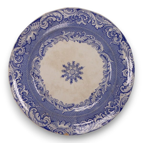 Grecian Border Ironstone Blue Transferware Antique 9 1/4" Dinner Plate England