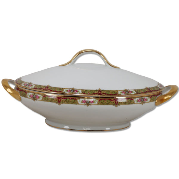 Tressemanes & Vogt TV Limoges TRV4 Oval Lidded Vegetable Serving Bowl 10" 1890's