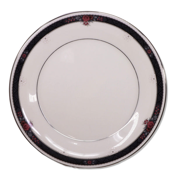 Noritake Etienne 7260 Dinner Plate 10 1/2" Platinum Trim Japan Vintage 1980's