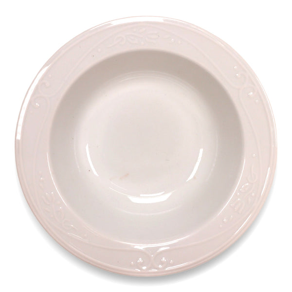 Princess House Veranda White All White Embossed 8" Rimmed Soup Bowl