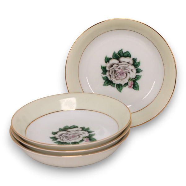 Kings Court 4pc  White Rose Fruit Berry Bowl 5 1/2" Vintage 1960's