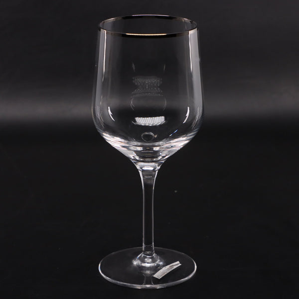 Noritake Wine Water Goblet Crystal Glass Platinum Trim 7 1/4" Japan Vintage