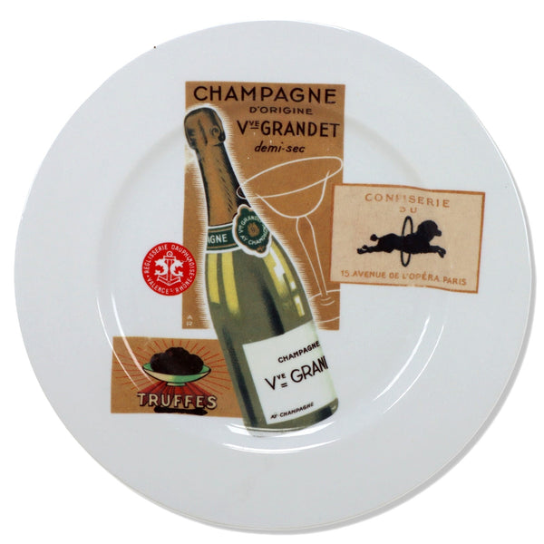 Rosanna Champagne Post Card Label Cheese Dessert Plate 8" Italy Vintage