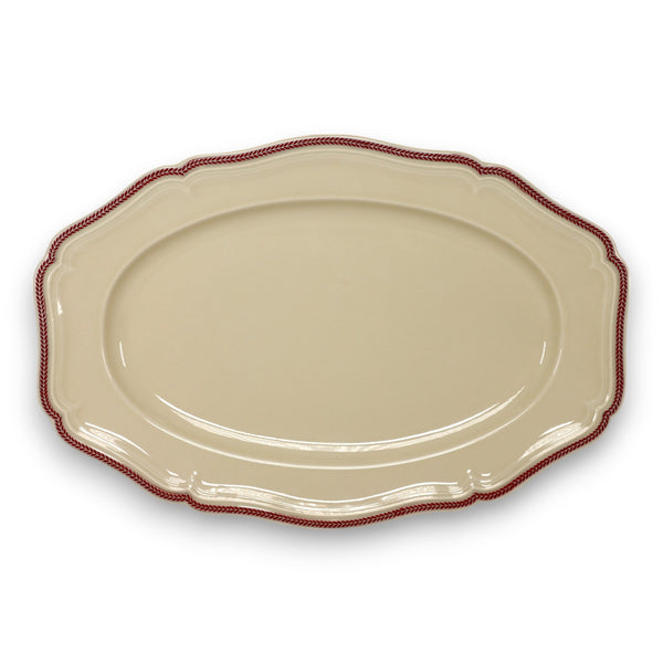 Rosenthal Red Maroon Leaf Laurel Edged Ivory Serving Platter 13" Chippendale