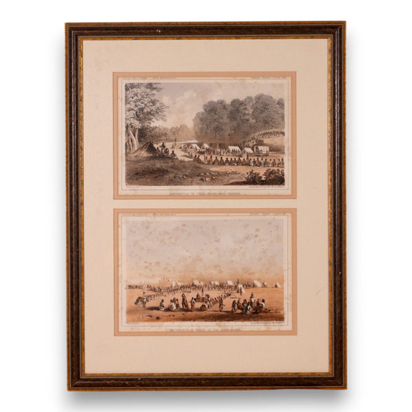 John Mix Stanley Distribution of Goods to Indians USPRR 21x16 Litho Antique 1860