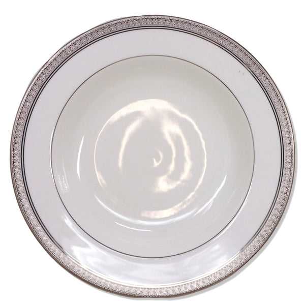 Mikasa Palatial Platinum L3235 Rimmed Soup Bowl 8 1/2" Platinum Encrusted Band