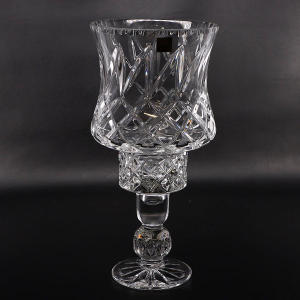 Julia Hurricane Shade Globed Cut Lead Crystal Candlestick Holder Poland