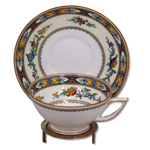 Mintons Berkeley B1020 Raised Enamel Tea Cup & Saucer Antique 1920's