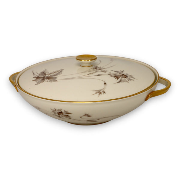 Heinrich - H&C Sepia Floral Ivory with Gold Trim 9 1/2" Covered Serving Bowl