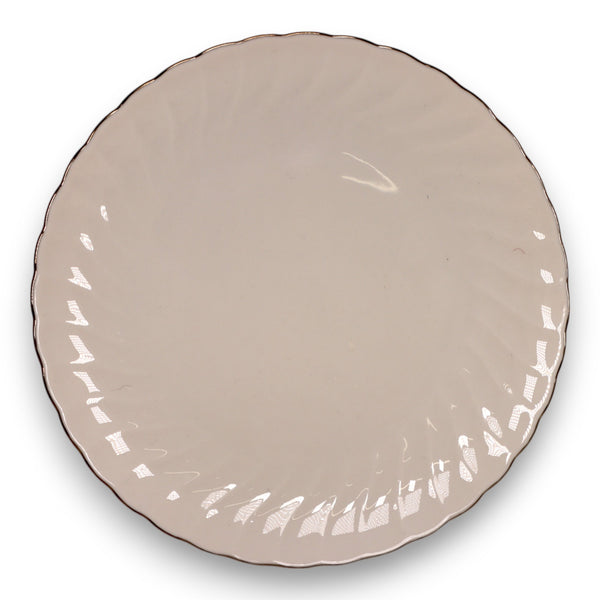 Syracuse Wedding Ring Scalloped White with Platinum Trim 8 1/4" Salad Plate USA