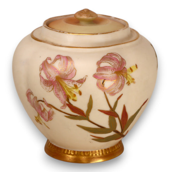 Royal Worcester Blush Ivory 1314 Lidded Ginger Jar Tea Caddy 115189 Antique 1891
