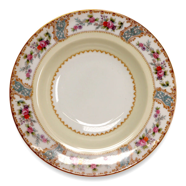 Noritake M Rosemary 5007 Floral Gold Trim Rimmed Soup Bowl 8" Vintage 1950's