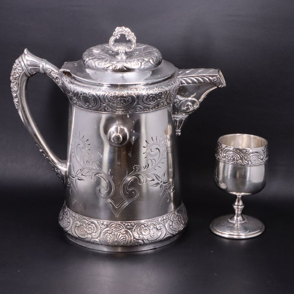 Barbour Silver Victorian Tilting Water Pitcher Matching Stand and Chalice 1880's