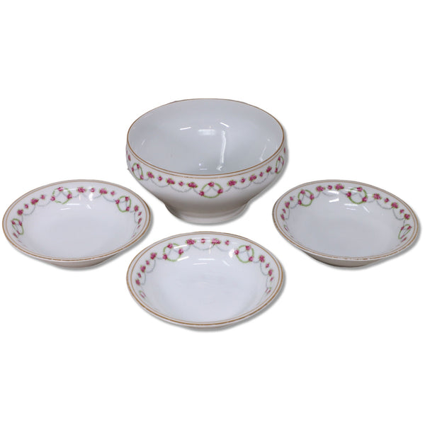 Z.S & Co Zeh. Scherzer Co 4pc Empire Fruit Bowls Bavaria Pink Roses 1900