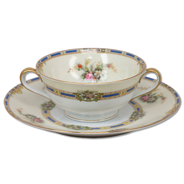 Noritake Sedalia 80553 Cream soup Bullion Bowl Saucer Set Antique Circa 1933