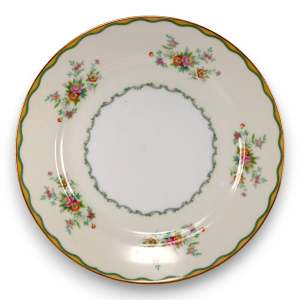Noritake N284 Green and Yellow Wavy Border Floral 10" Dinner Plate