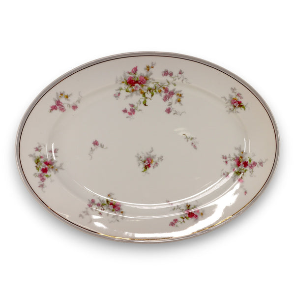 Charles Ahrenfeldt Limoges AHR74 16" Serving Platter Rose Floral Vintage 1940's