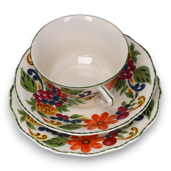 Steubenville Harvest Tea Cup Saucer Snack Plate Trio USA Vintage 1950's