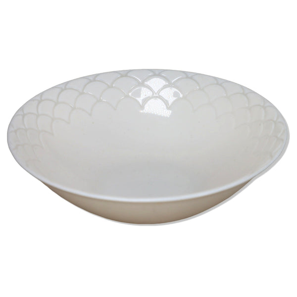 Arcopal Romane White 6 1/2" Coupe Cereal Soup Bowl White Glass Fish Scale