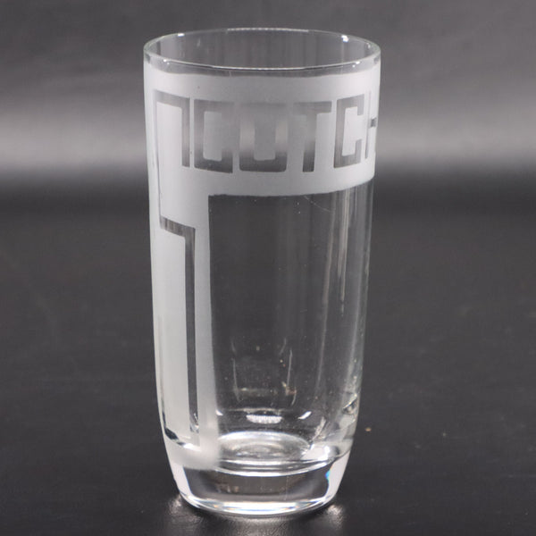 MCM Mid-Century Etched “Scotch” Whiskey Highball Glass – Vintage Barware 1960s