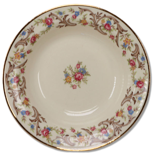 Taylor Smith Taylor 1631 Fruit Bowl 5 3/8"  Cream Scrolls Gold Vintage 1940's