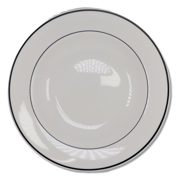 Arcopal ARP64 Rimmed Soup Bowl 8 3/4" twin Black Band on Verge Milk Glass