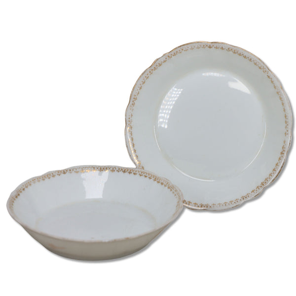 Charles Field Haviland 2pc CHF112 5" Fruit Bowls CFM GDM Gold Fleur De Lis Band