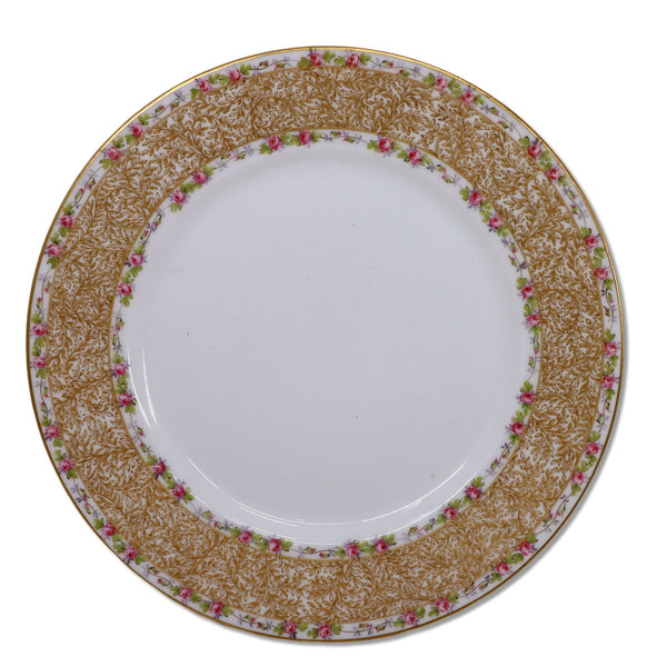 Charles Martin Duches CMT63 Luncheon Plate 8 5/8" Roses Gold Lace Limoges