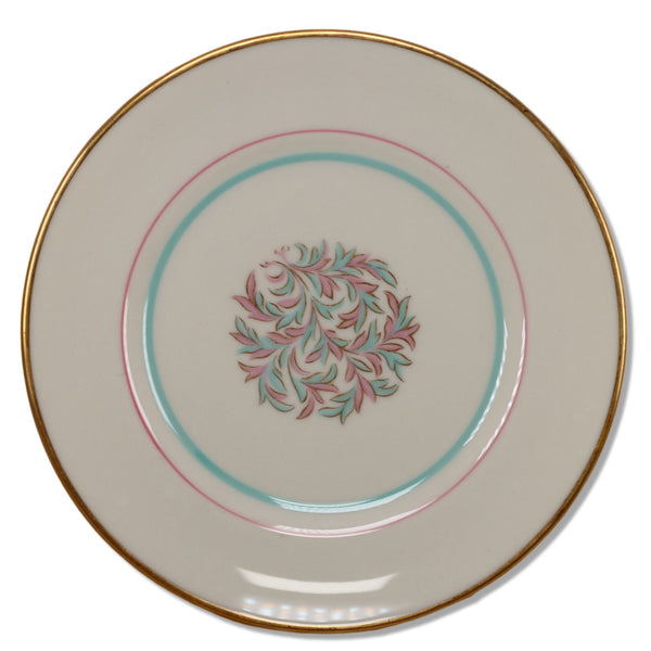 Franciscan Rossmore 6 3/8" Bread Butter Plates Turquoise & Pink USA 1940's