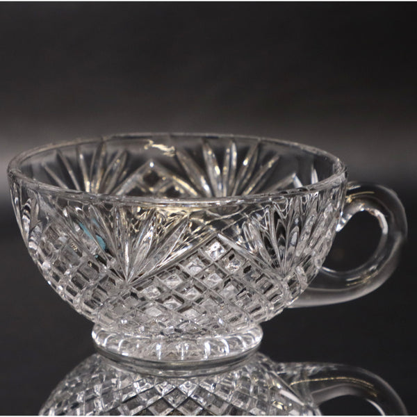 Fan Diamond Point Glass Footed Punch Cup 3 3/4 x 2 1/4