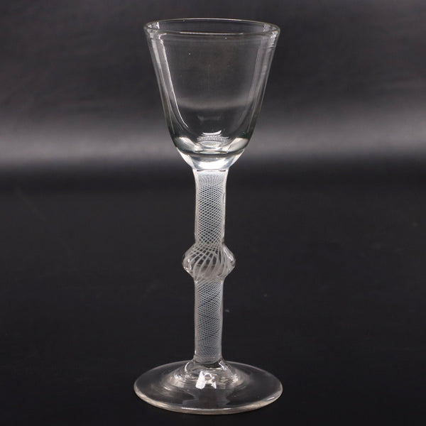 Georgian Air Twist Knop Stem Cordial Glass 6 1/8" Mid 18th Century Antique