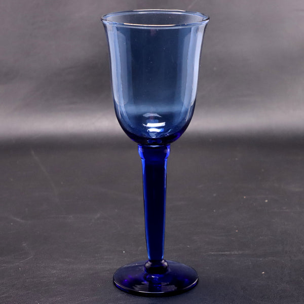 Vidreco by La mediterranea Cobaly Blue Wine Goblet 8 1/4" Spain Vintage 1980's