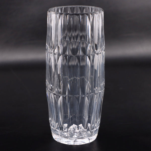 Art Deco Heavy Faceted Cut Crystal Flower Vase 8" Vintage