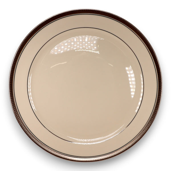 Pickard Geneva Ivory Bone China 10 7/8" Dinner Plate Platinum Trim USA 1980's