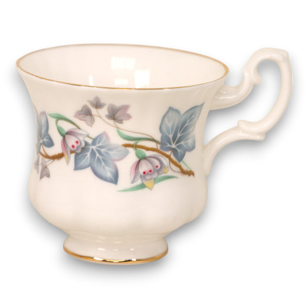 Royal Kent Trentside Flower with Blue Leaves Footed Tea Cup England Vintage