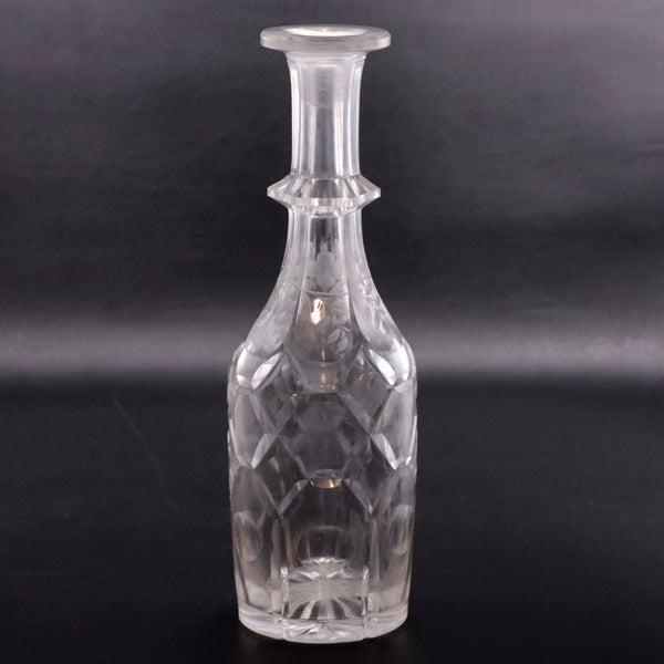 Flower Vine Etched and Cut Crystal Bottle Decanter 10 5/8"