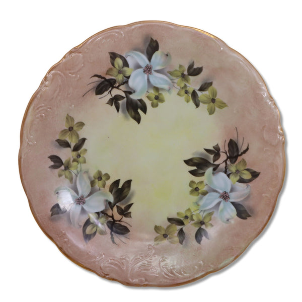 Wawel Casa Oro 151 Blue Flower Painted Dinner Plate 10 1/2" Gold Rim Signed 1974