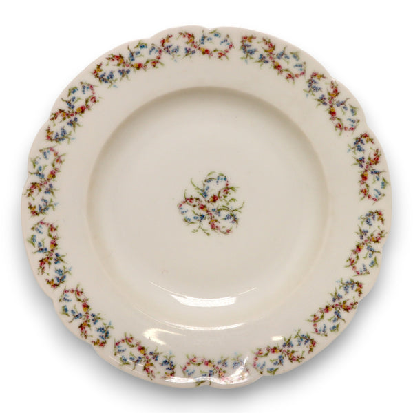 Haviland Schleiger 741 Rimmed Soup Bowl 9" France Pink Blue Limoges  1880