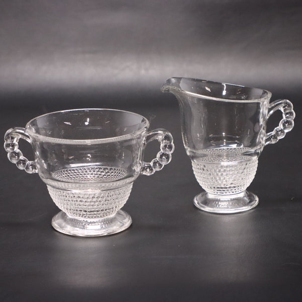 Duncan Miller Teardrop Clear Creamer Sugar Bowl Set Vintage Glass