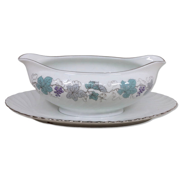 Jaeger Co Golden Crown ER Bordeaux Gravy Boat  Swirl Fluted Plat Trim  1960's