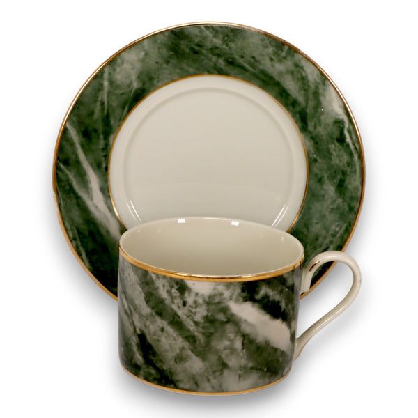 Mikasa Travertine Green Fine China Teacup & Saucer by Bardi Vintage 1980s