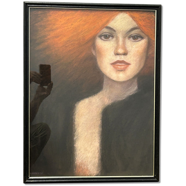 Mary Kosowski Ginger Girl's Pastel Portrait Mary Kosowski 26x20 Framed Vintage