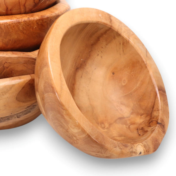 Balinese 4pc Set Teak Wood Display Hand Carved Bowls - 8" approx.