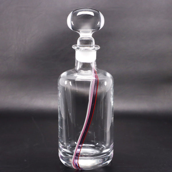 Art Glass Crystal Decanter with Enamel Purple Violet Stripe Stripe 11"